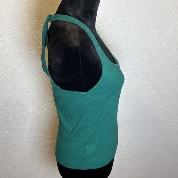 Maeve Anthropologie Twist-Back Ribbed Tank hunter green size X-Large - Picture 2 of 7